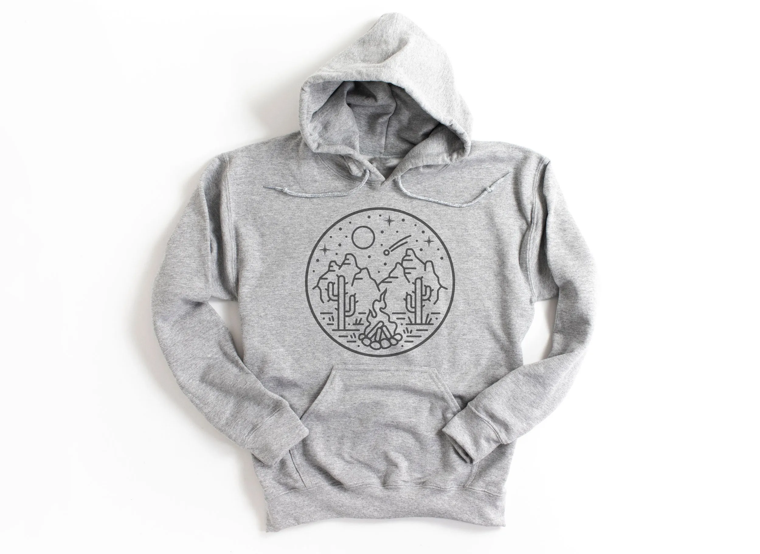 Desert Cactus Mountains Adult Hoodies - light or dark artwork