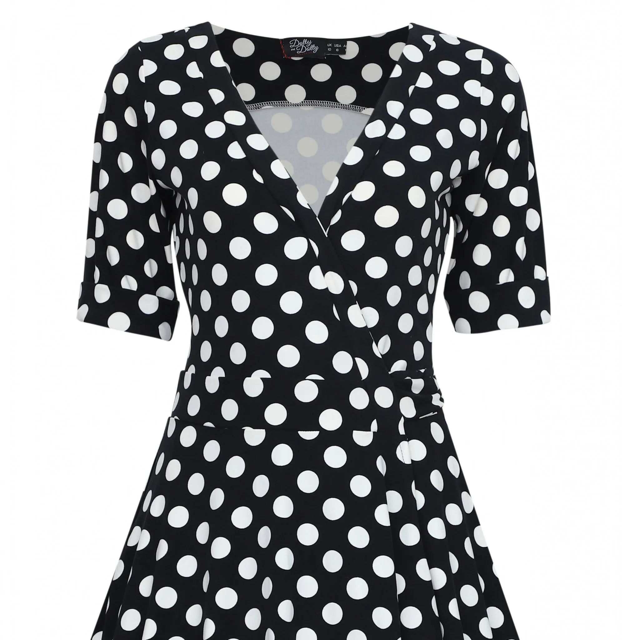 Dolly And Dotty Retro Inspired Black Polka Wrap Dress