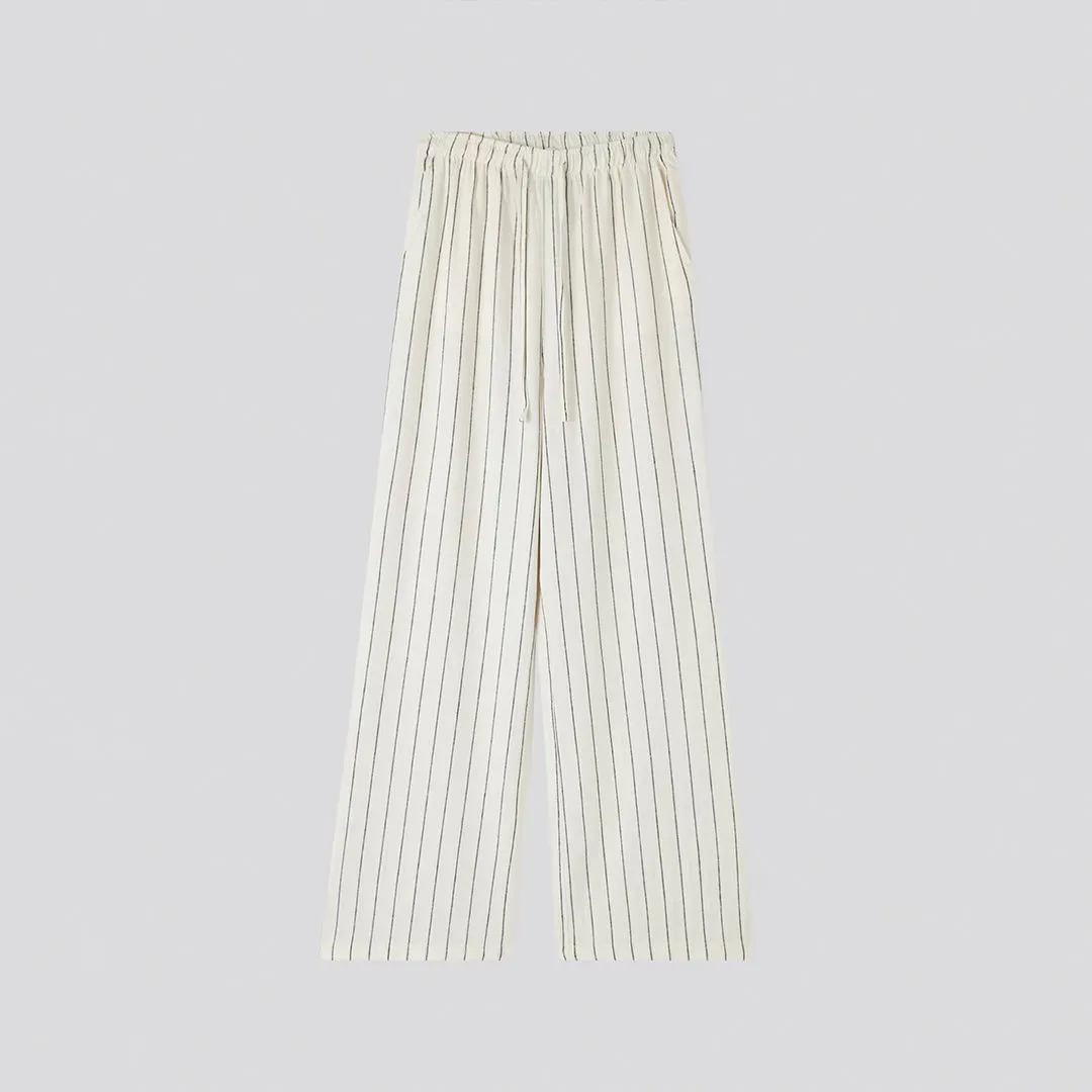 Drawstring Waist Wide Leg Trousers