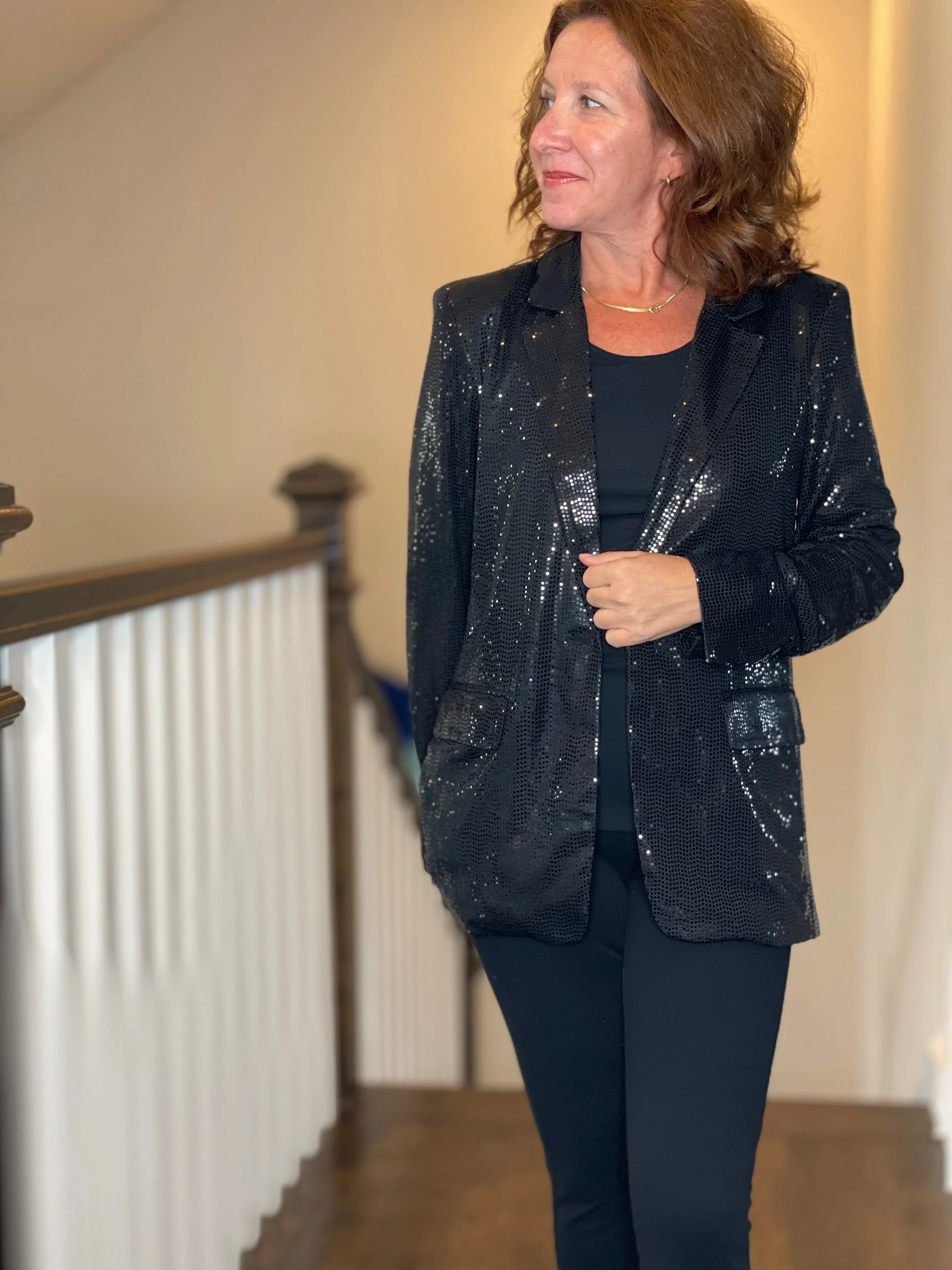 Esqualo Black Sequin Blazer