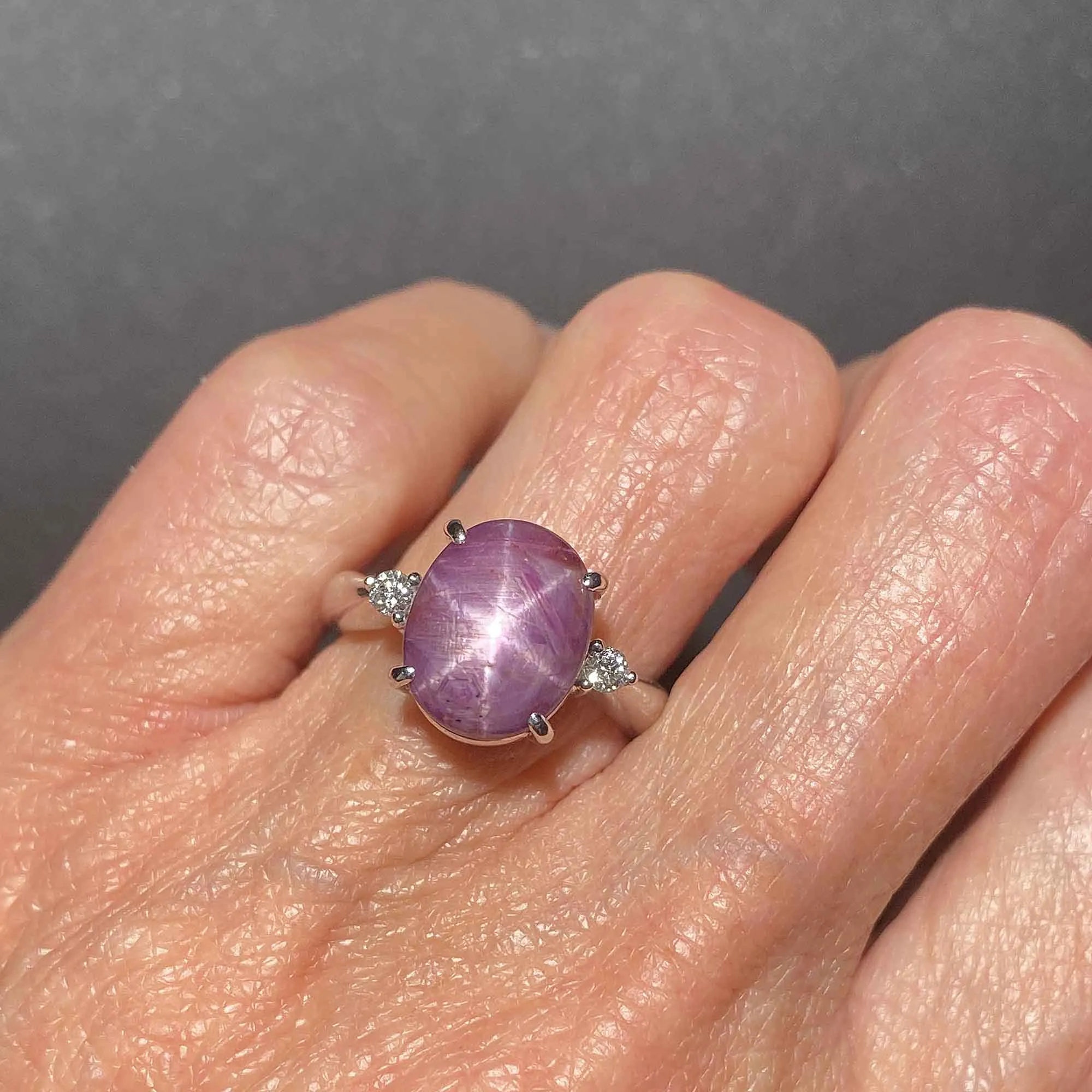 Estate Platinum Diamond Ruby Star Sapphire Ring, Sz 6.5