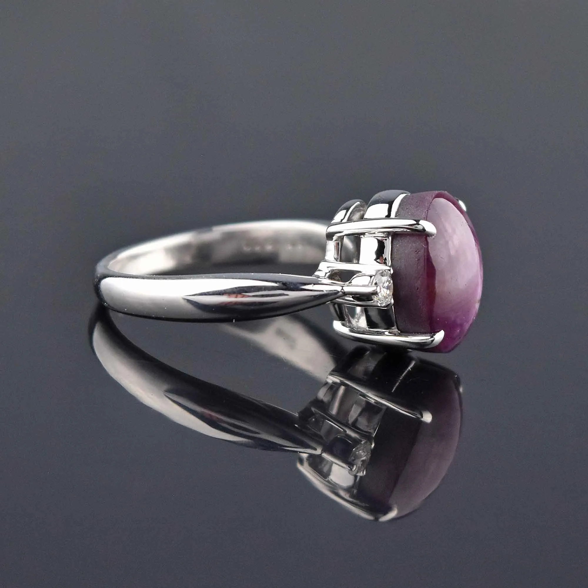 Estate Platinum Diamond Ruby Star Sapphire Ring, Sz 6.5