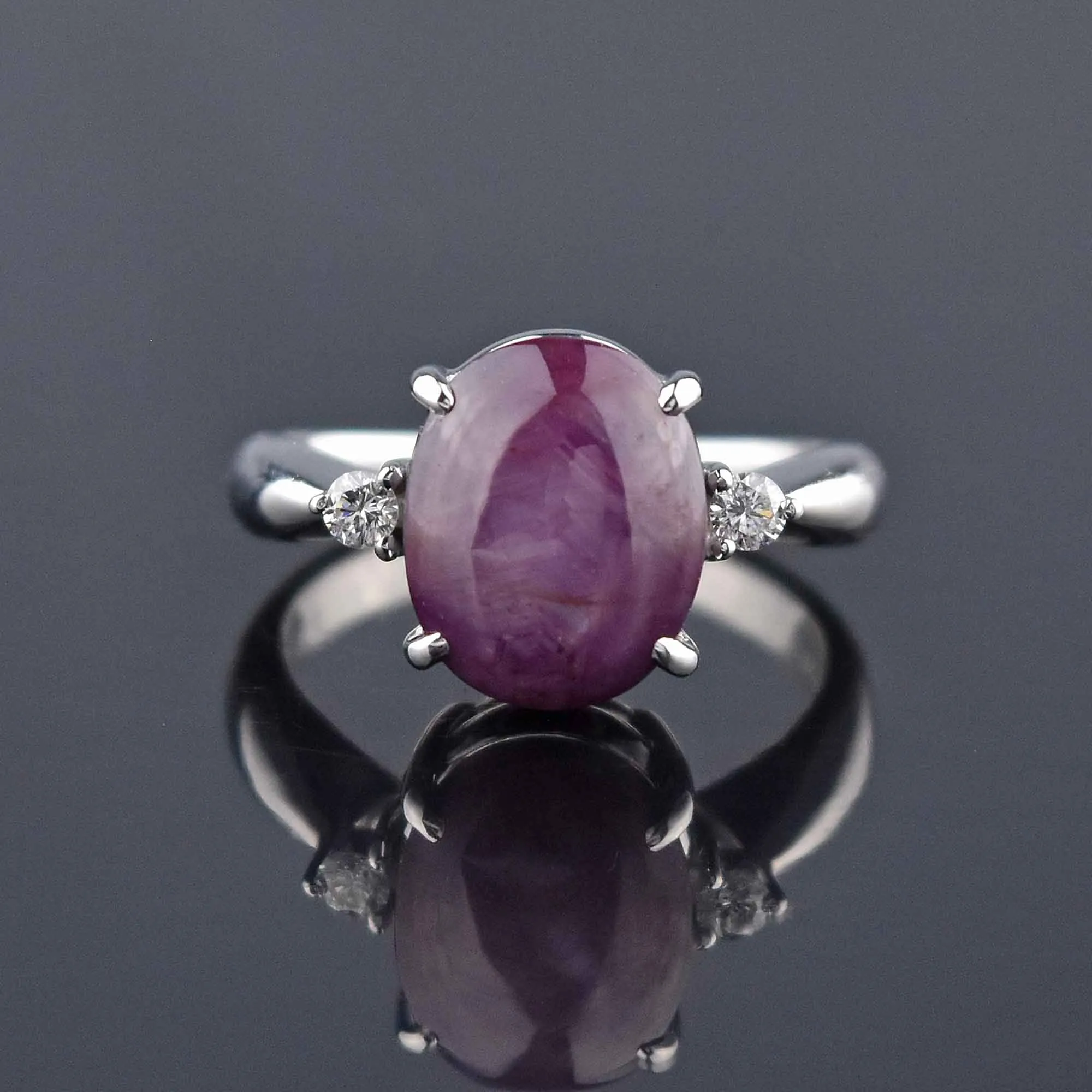 Estate Platinum Diamond Ruby Star Sapphire Ring, Sz 6.5