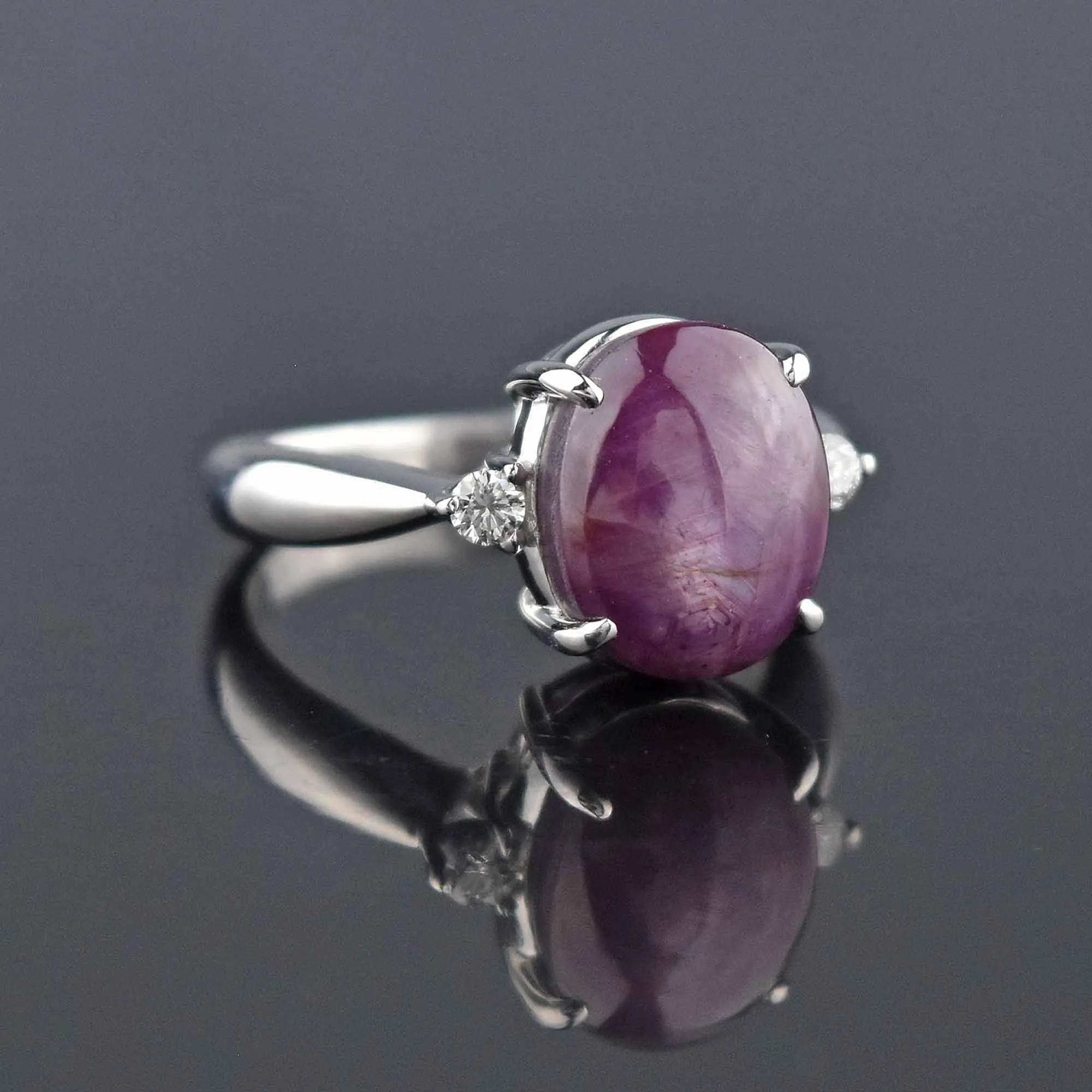 Estate Platinum Diamond Ruby Star Sapphire Ring, Sz 6.5