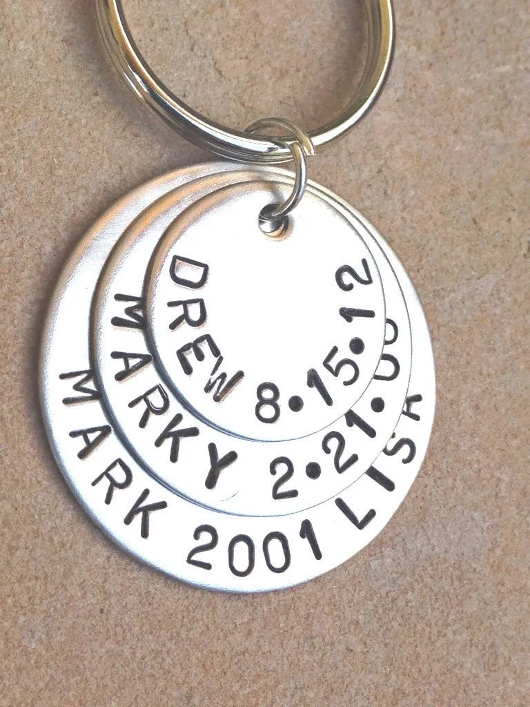 Father Keychain, Hand Stamped Personalized Dad Keychain, Christmas For Dad