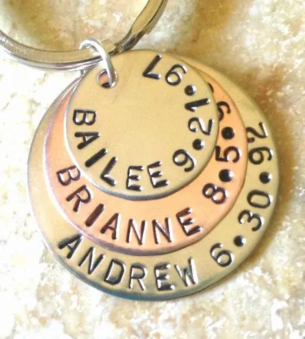 Father Keychain, Hand Stamped Personalized Dad Keychain, Christmas For Dad