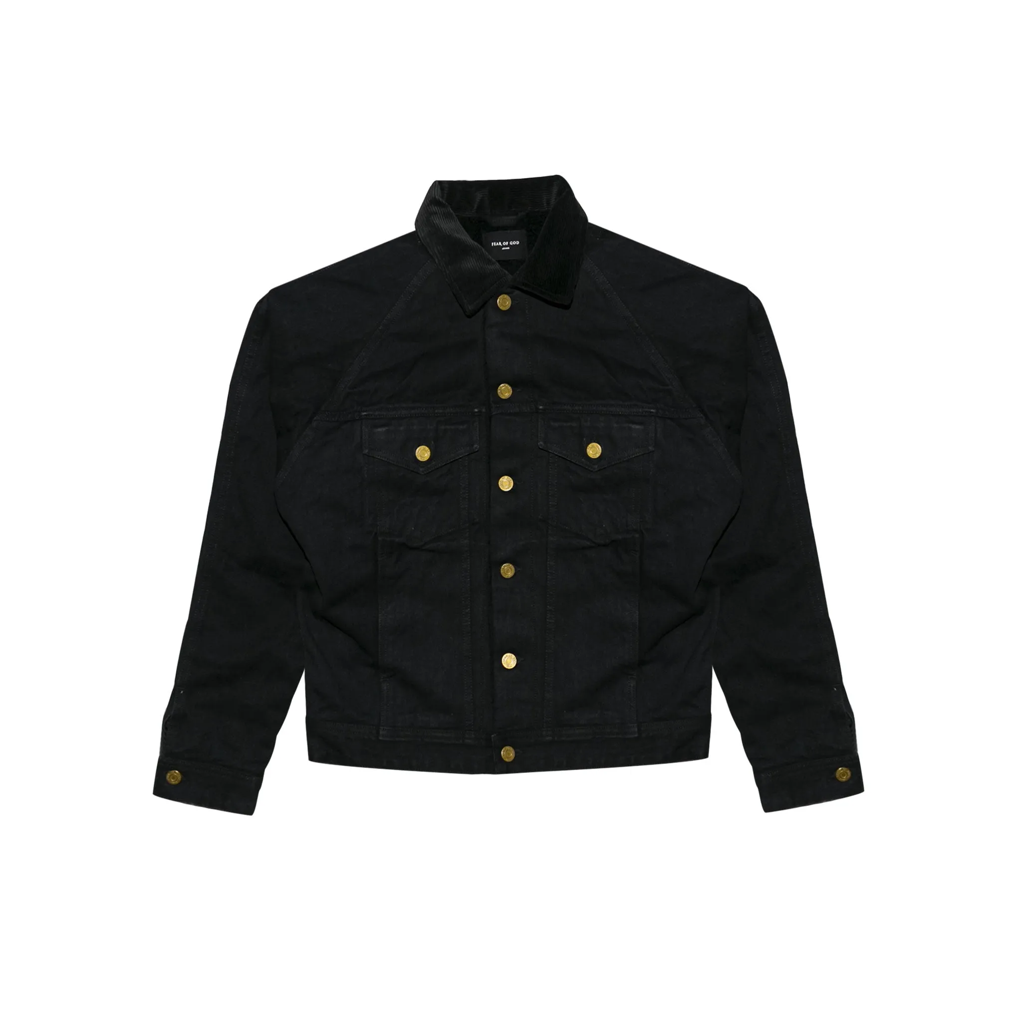 FEAR OF GOD 5TH COLLECTION SELVEDGE DENIM ALPACA TRUCKER JACKET - BLACK