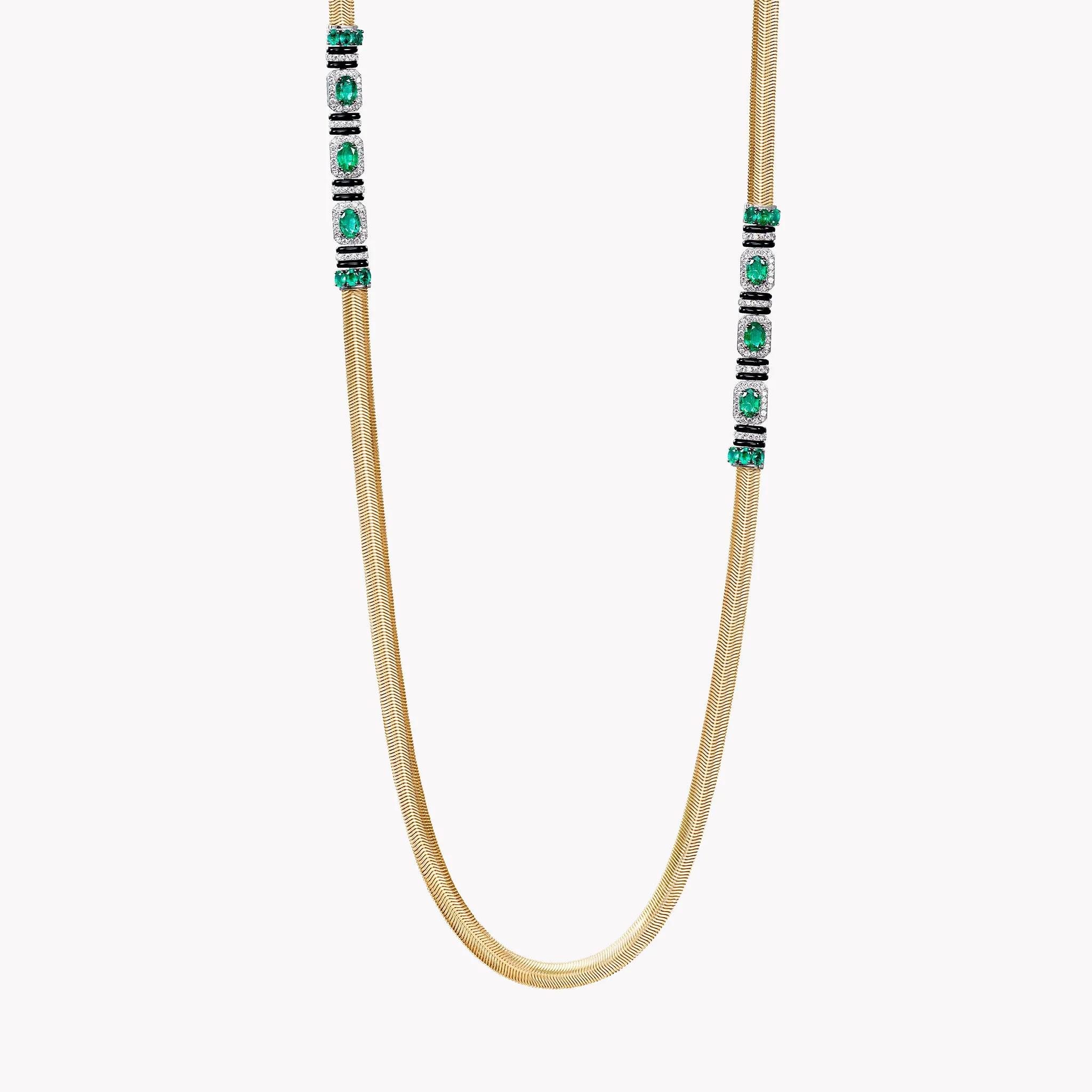 Feelings Emerald & Black Enamel Long Necklace