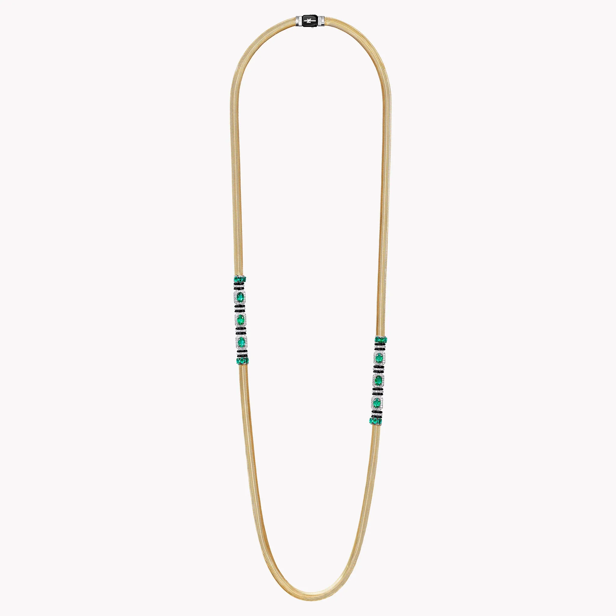 Feelings Emerald & Black Enamel Long Necklace