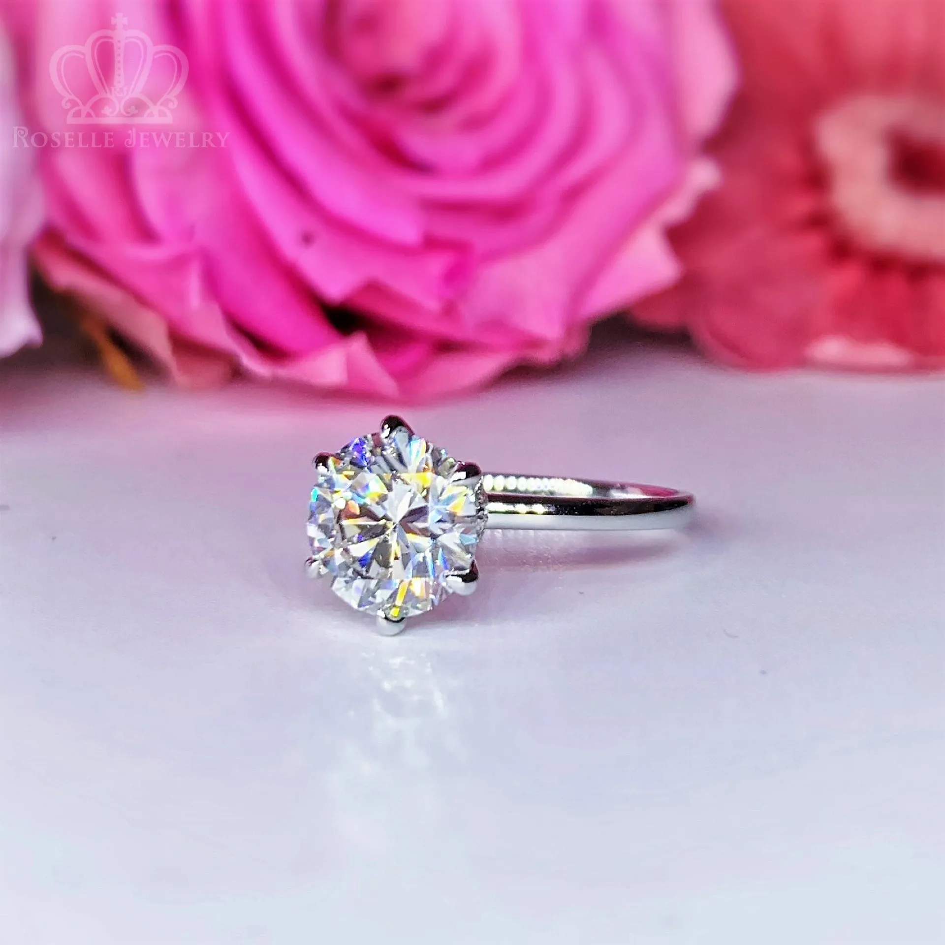 Floral Hidden Halo Diamond Engagement Ring [Setting Only] - EC104