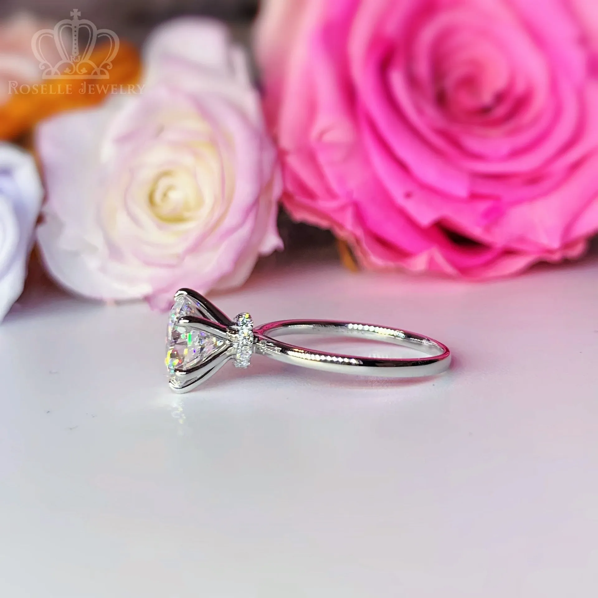 Floral Hidden Halo Diamond Engagement Ring [Setting Only] - EC104