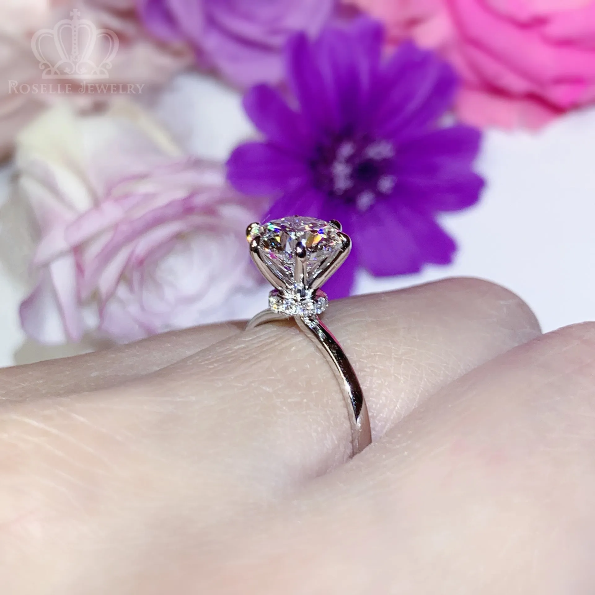 Floral Hidden Halo Diamond Engagement Ring [Setting Only] - EC104