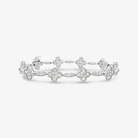 Floral Motif Pave' Diamond Bracelet