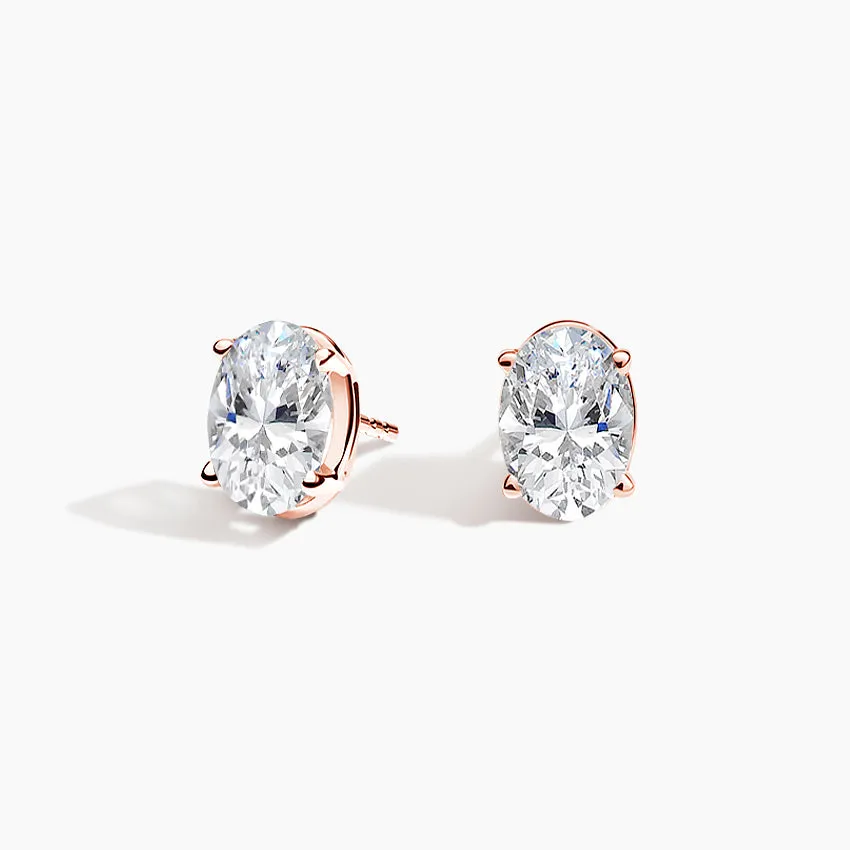 Four-Prong Oval Diamond Stud Earrings (Setting Only) - DC011