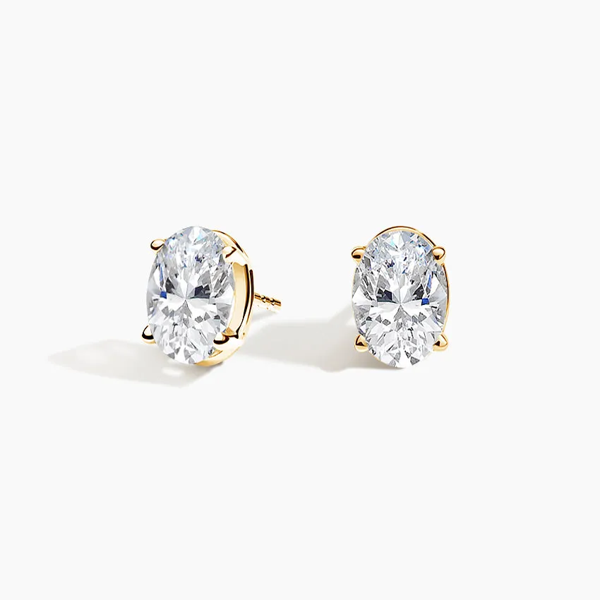 Four-Prong Oval Diamond Stud Earrings (Setting Only) - DC011