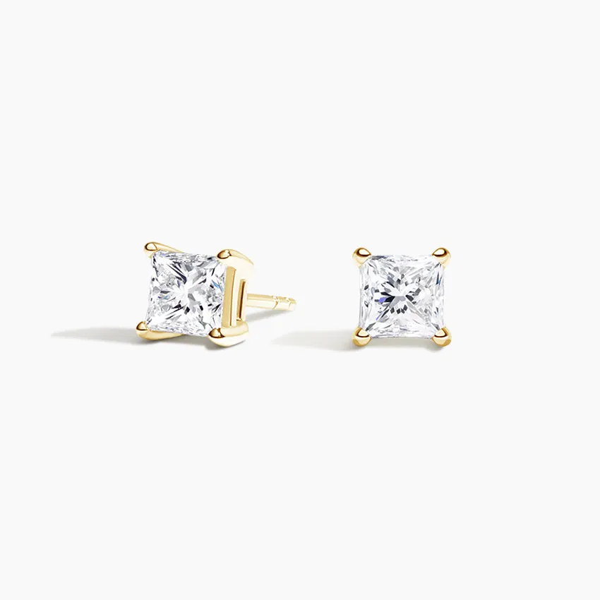 Four-Prong Princess Diamond Stud Earrings (Setting Only) - DC005