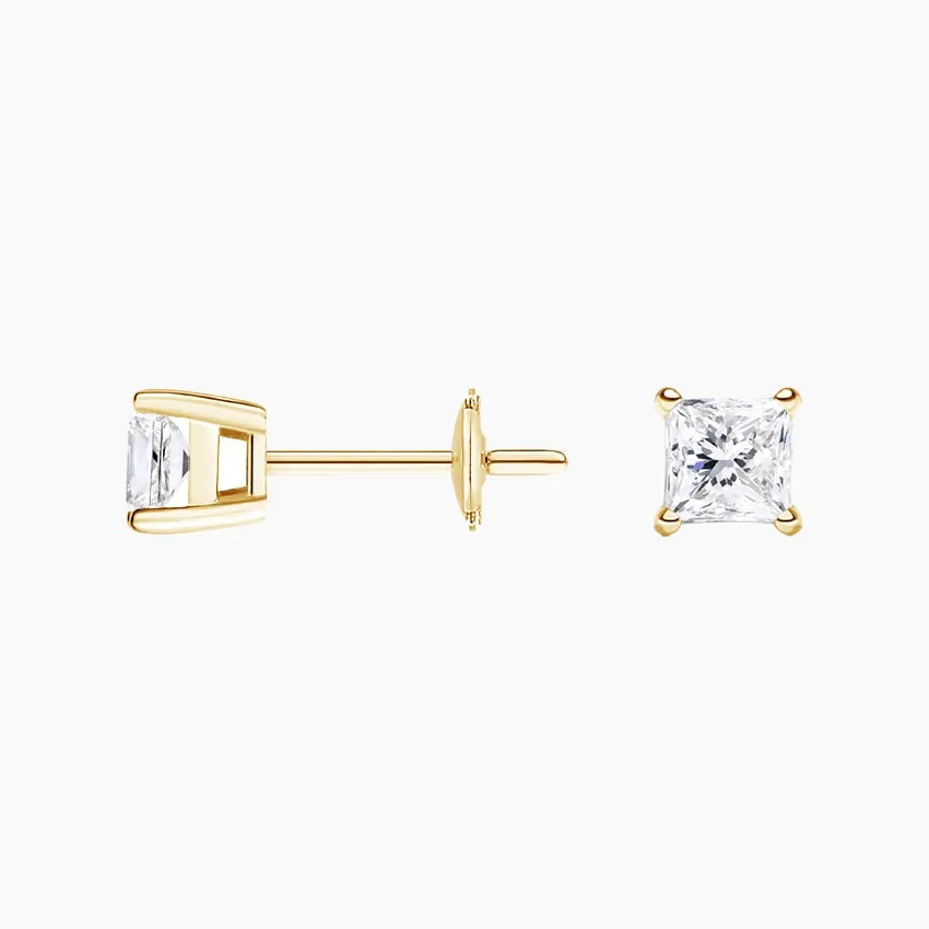 Four-Prong Princess Diamond Stud Earrings (Setting Only) - DC005