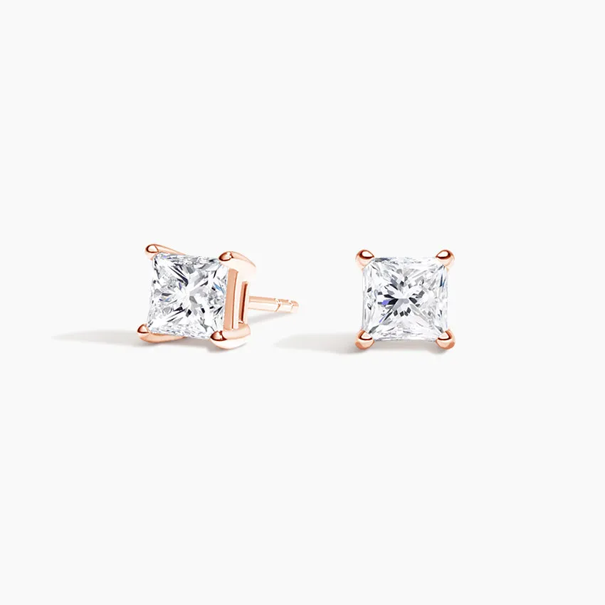 Four-Prong Princess Diamond Stud Earrings (Setting Only) - DC005