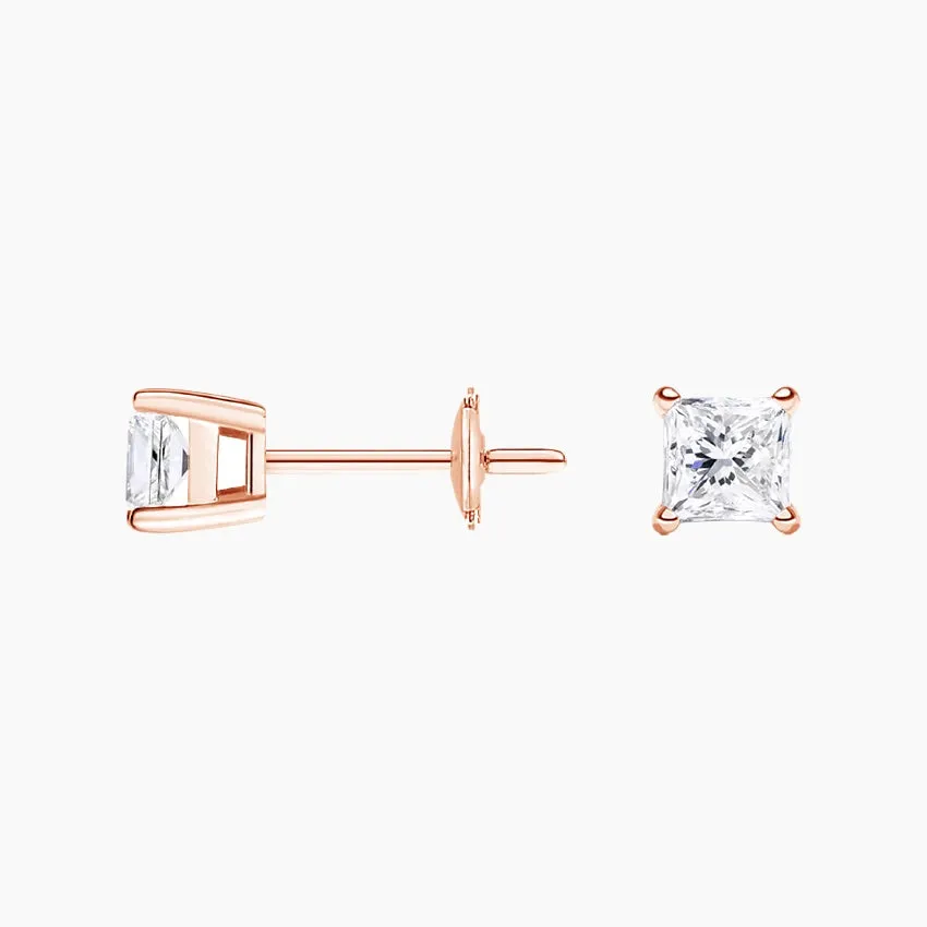 Four-Prong Princess Diamond Stud Earrings (Setting Only) - DC005