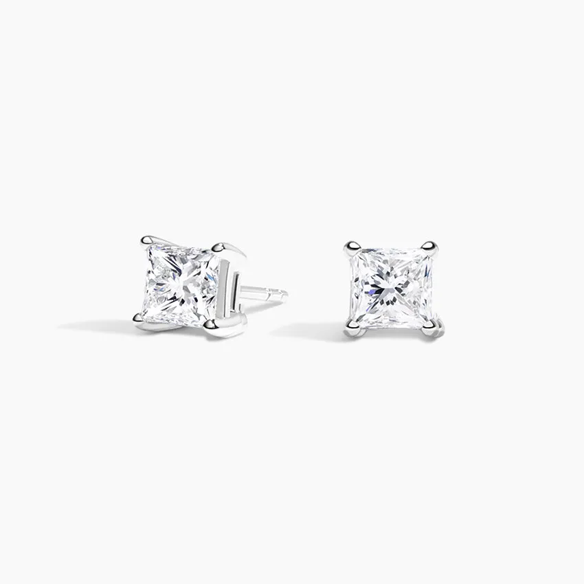 Four-Prong Princess Diamond Stud Earrings (Setting Only) - DC005