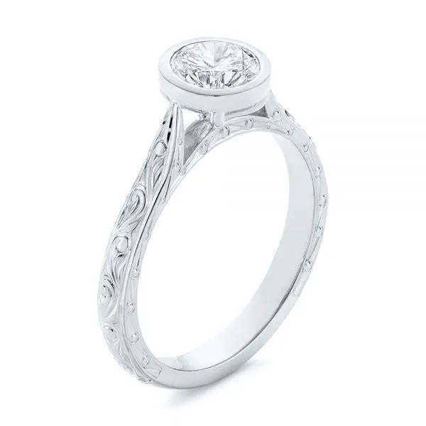 Hand Engraved Bezel Solitaire Diamond Engagement Ring [Setting Only] - EC028