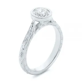 Hand Engraved Bezel Solitaire Diamond Engagement Ring [Setting Only] - EC028