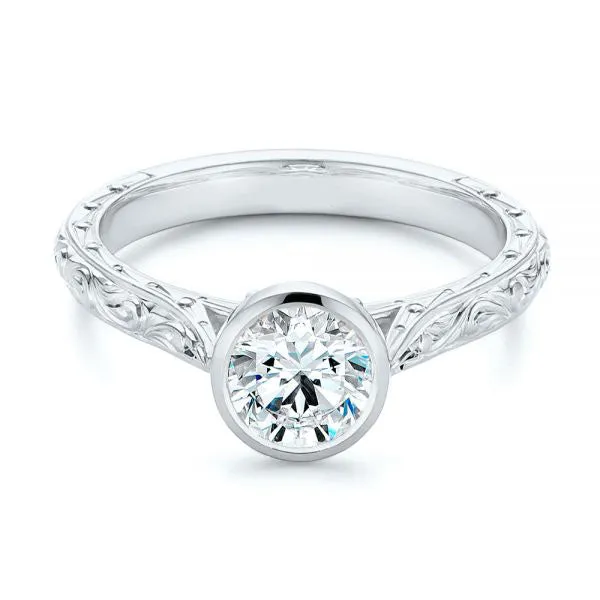 Hand Engraved Bezel Solitaire Diamond Engagement Ring [Setting Only] - EC028