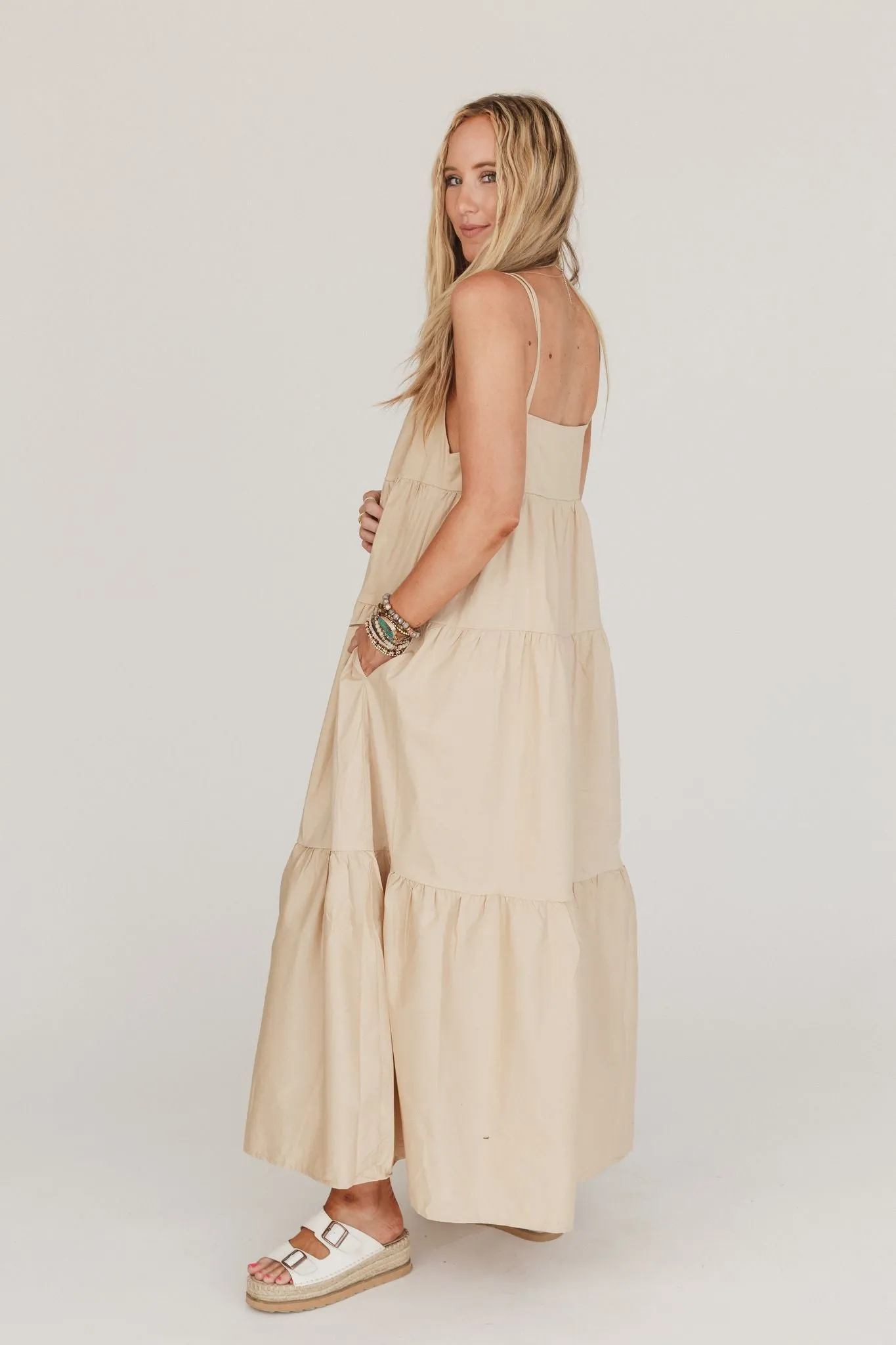 Havana Nights Tiered Maxi Dress - Tan