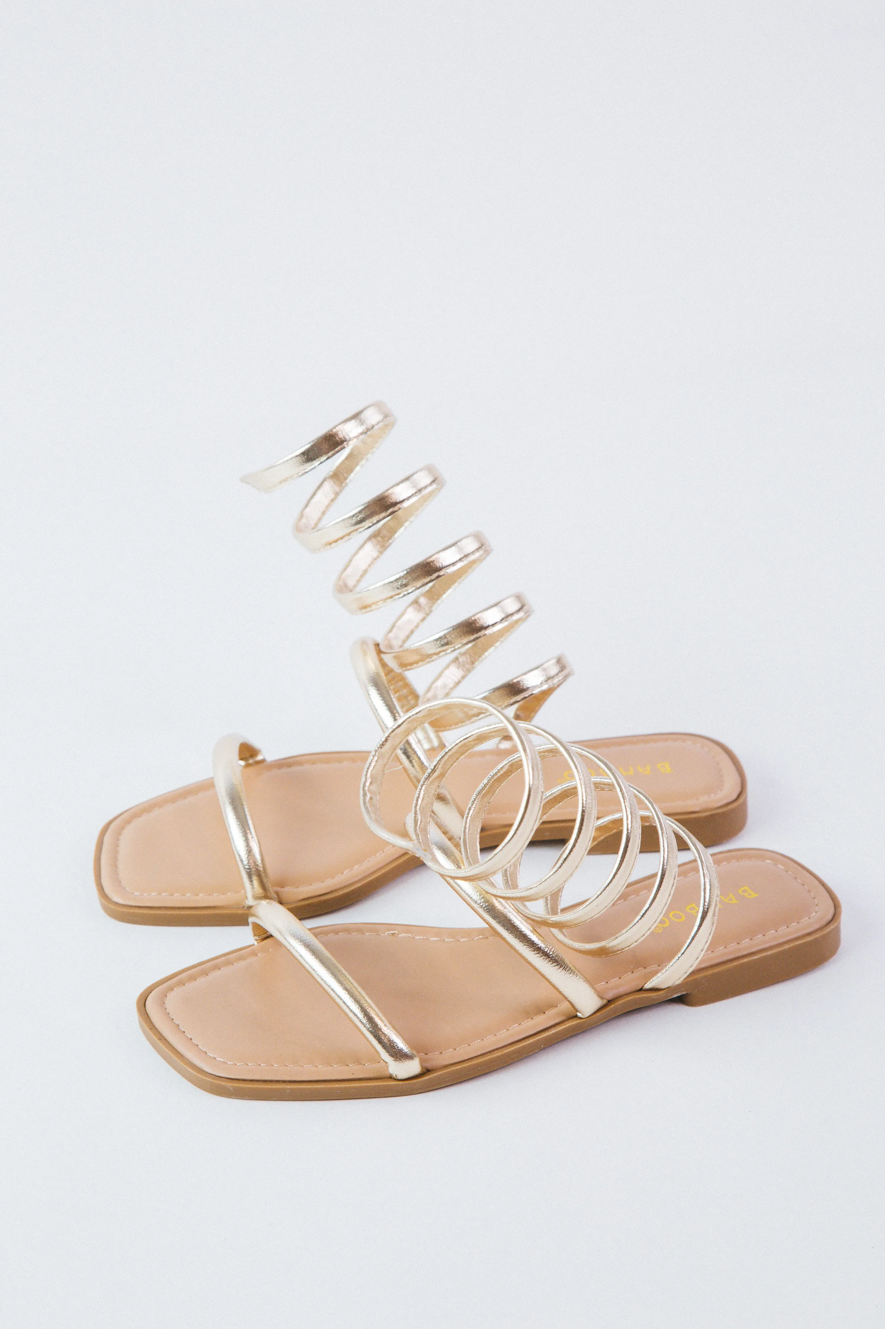 Hint Coil Ankle Wrap Sandal, Gold Metallic