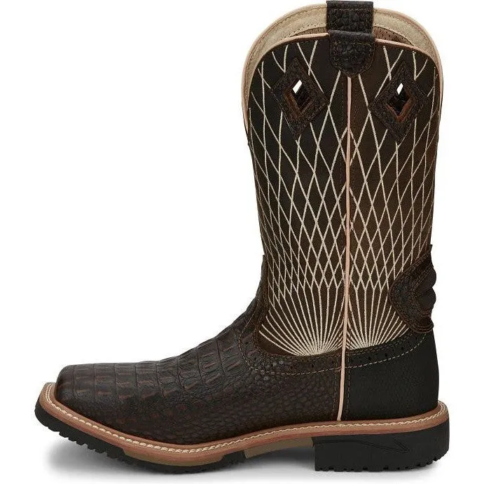 Justin Men's Derrickman 12" CT Western Work Boot -Brown- SE4833