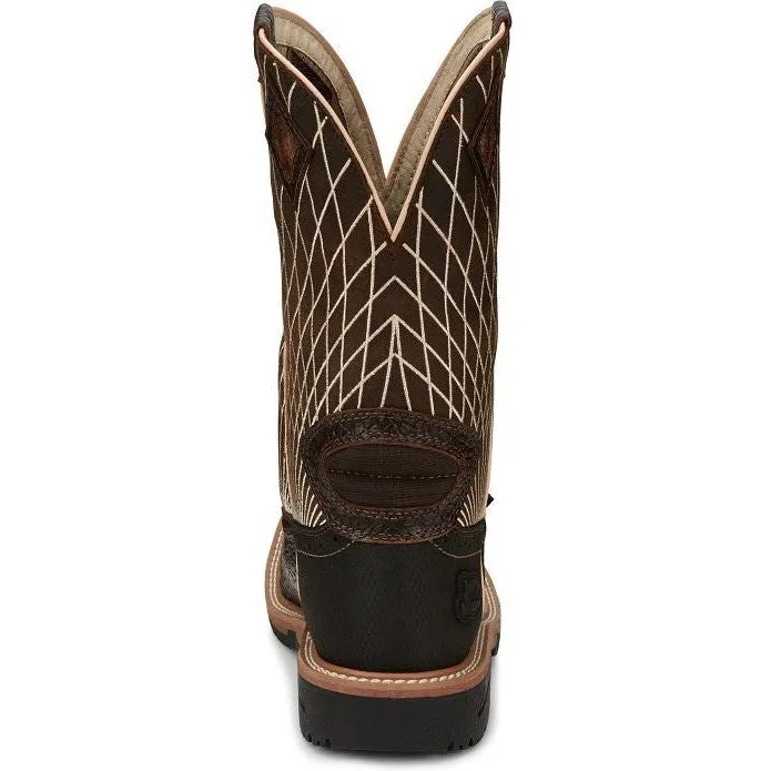 Justin Men's Derrickman 12" CT Western Work Boot -Brown- SE4833