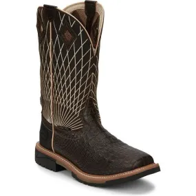 Justin Men's Derrickman 12" CT Western Work Boot -Brown- SE4833