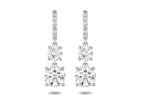 Lab-Grown Diamond 2ct. tw. Round Brilliant Double Drop Earrings | White