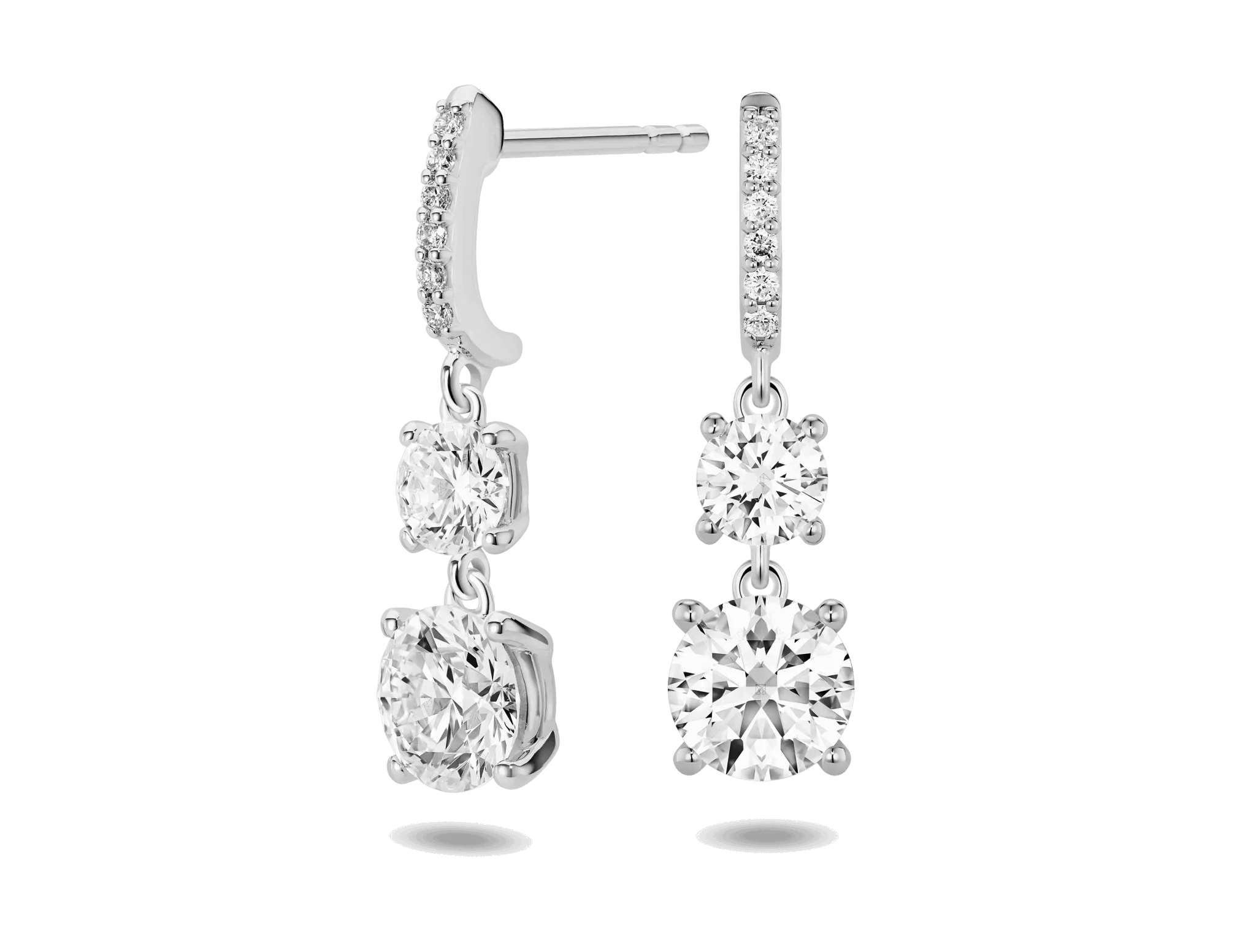 Lab-Grown Diamond 2ct. tw. Round Brilliant Double Drop Earrings | White