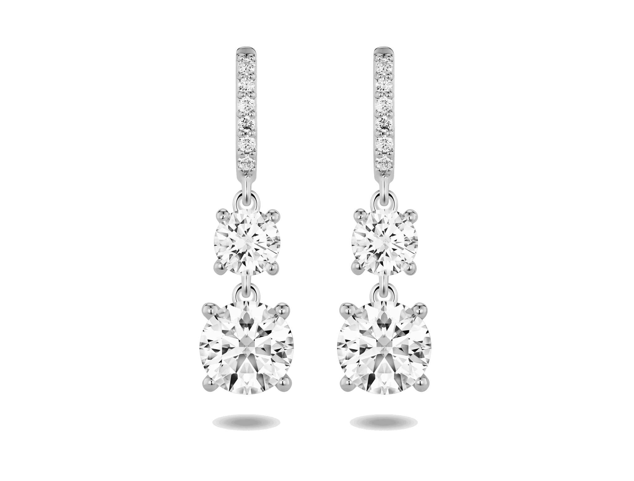 Lab-Grown Diamond 2ct. tw. Round Brilliant Double Drop Earrings | White