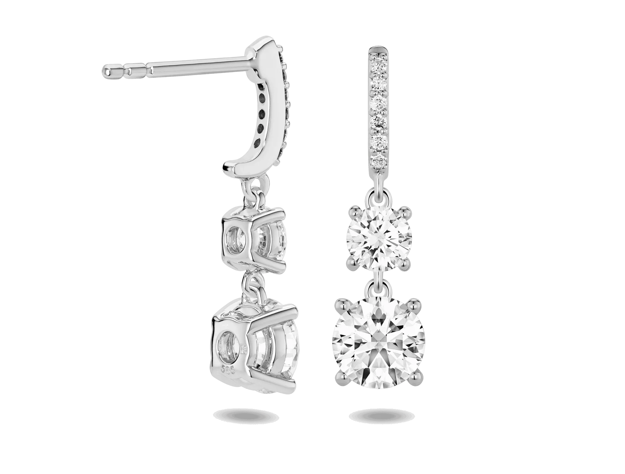 Lab-Grown Diamond 2ct. tw. Round Brilliant Double Drop Earrings | White