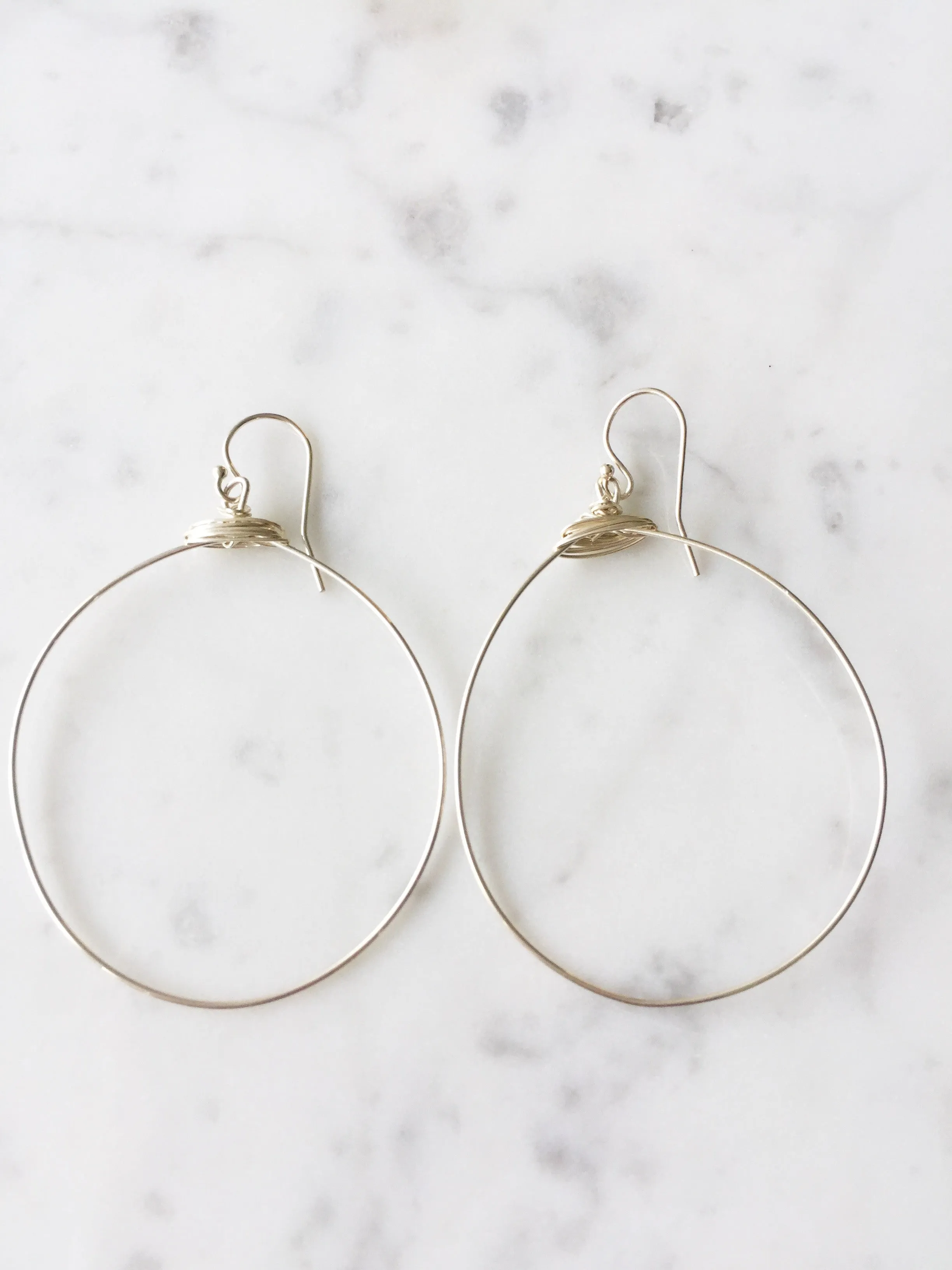 Large Featherweight Hoop Earring in Silver with Silver Wrap