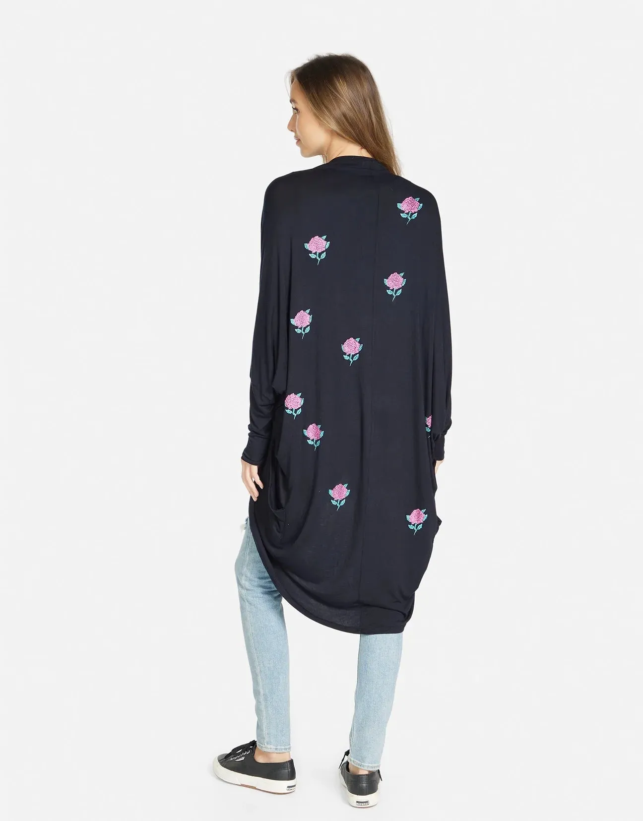 Lauren Moshi Ramona Crystal Roses Wrap Cardigan