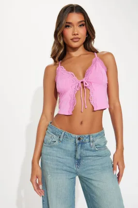 Let Me Talk Lace Top - Pink