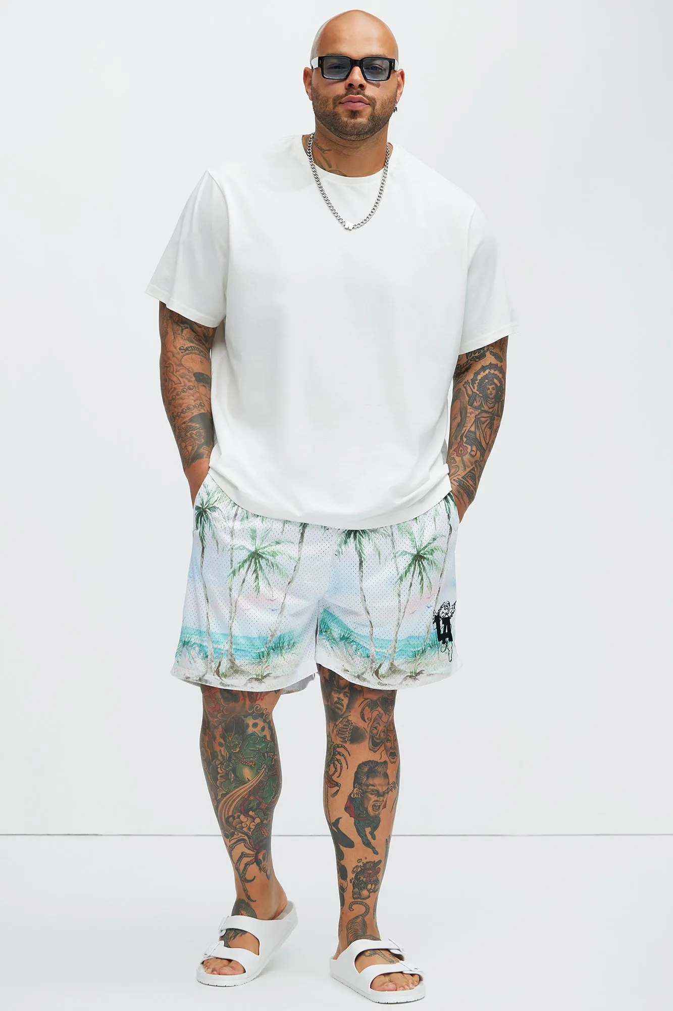 Lost Angeles Paradise Mesh Shorts - Off White