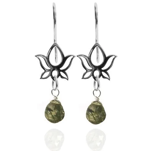 Lotus Flower Earrings with Aqua Moss