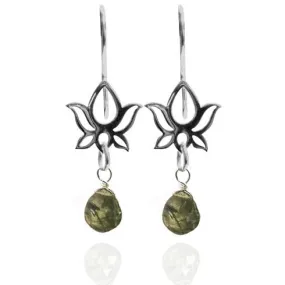 Lotus Flower Earrings with Aqua Moss