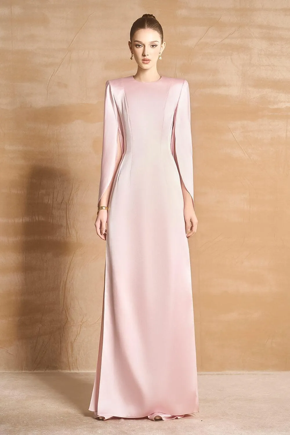 Mabill A-line Round Neck Satin Floor Length Ao Dai