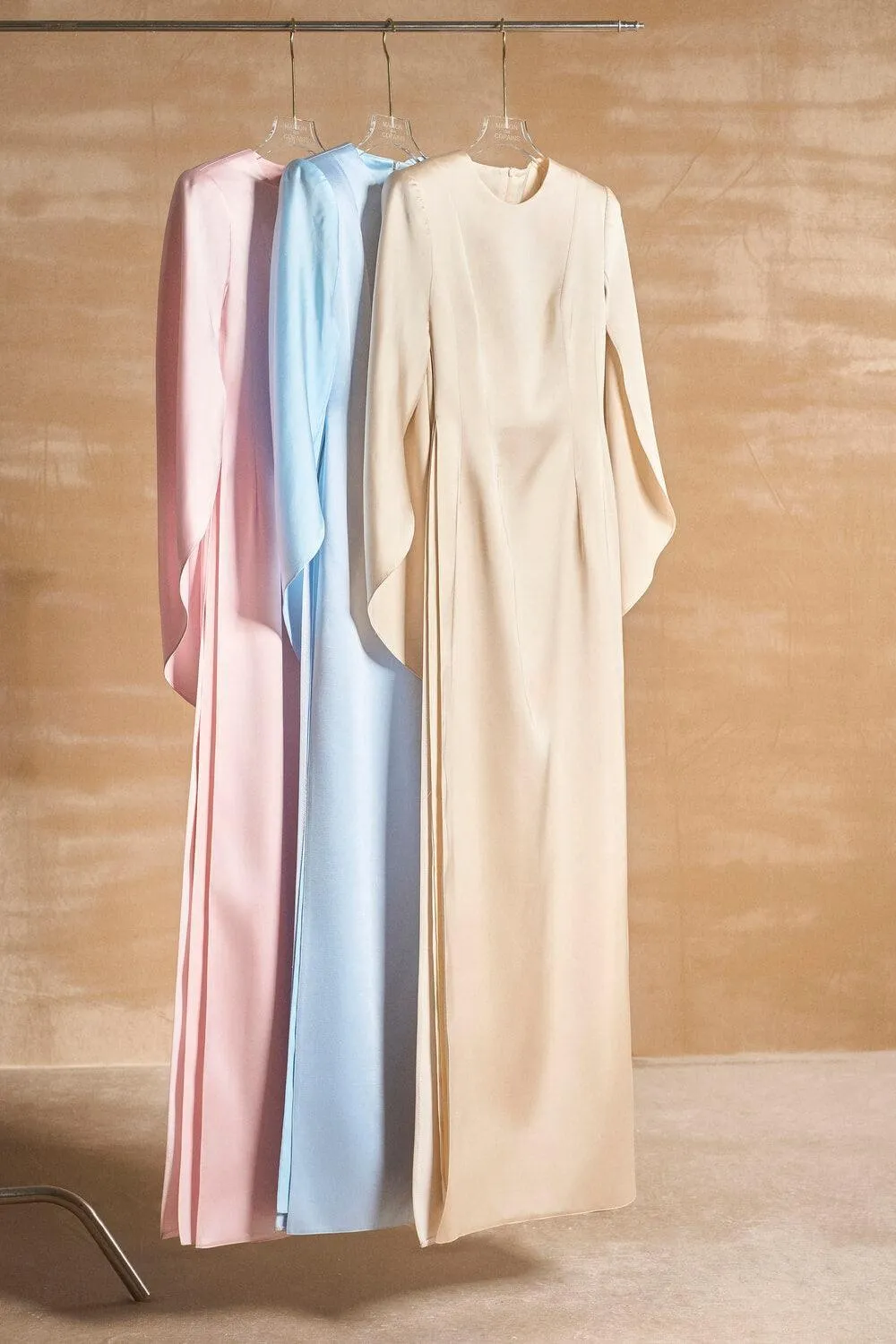 Mabill A-line Round Neck Satin Floor Length Ao Dai