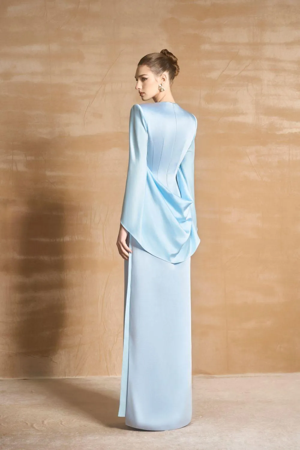 Mabill A-line Round Neck Satin Floor Length Ao Dai