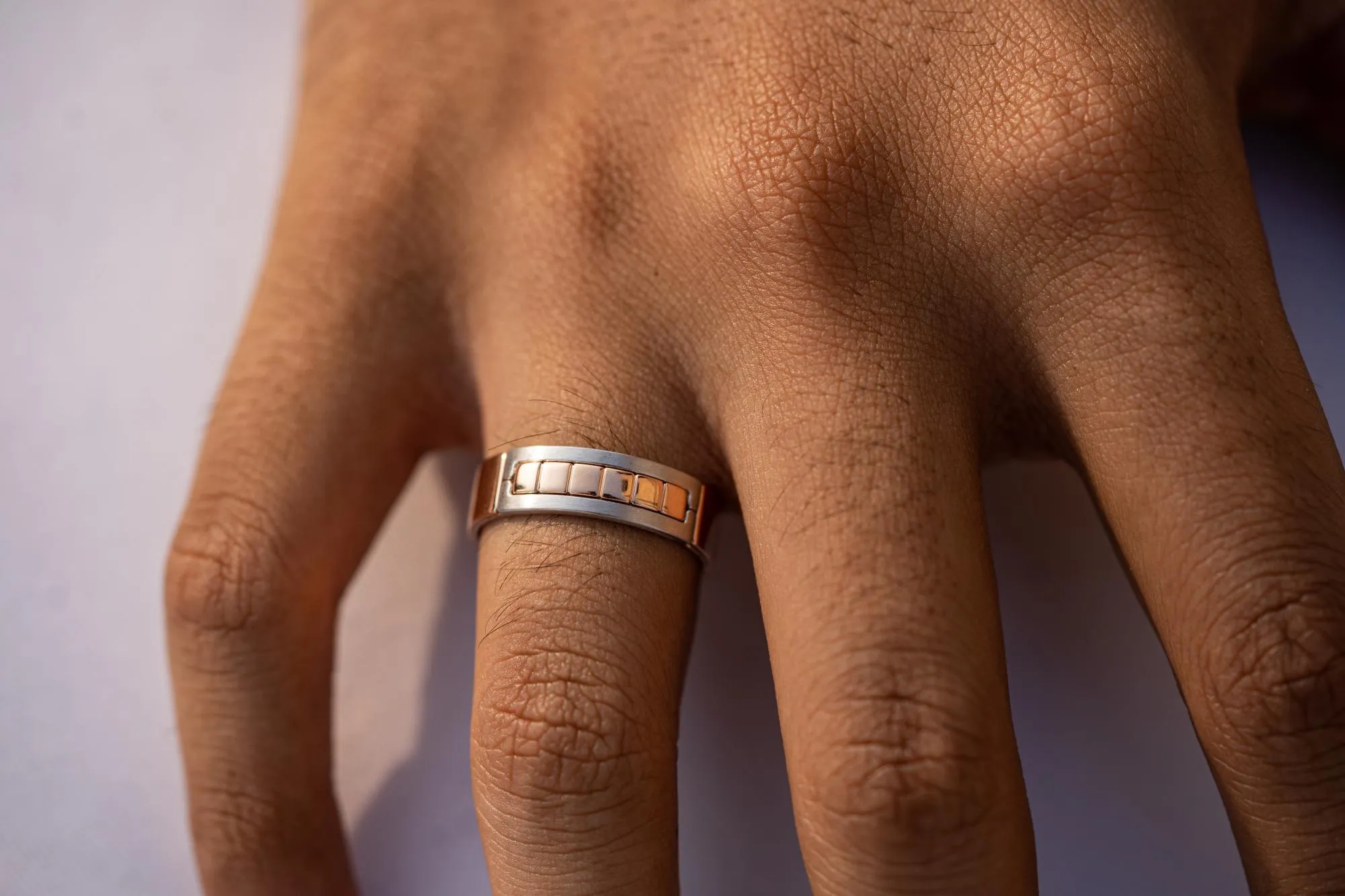 Men's wedding band made of solid 14k gold