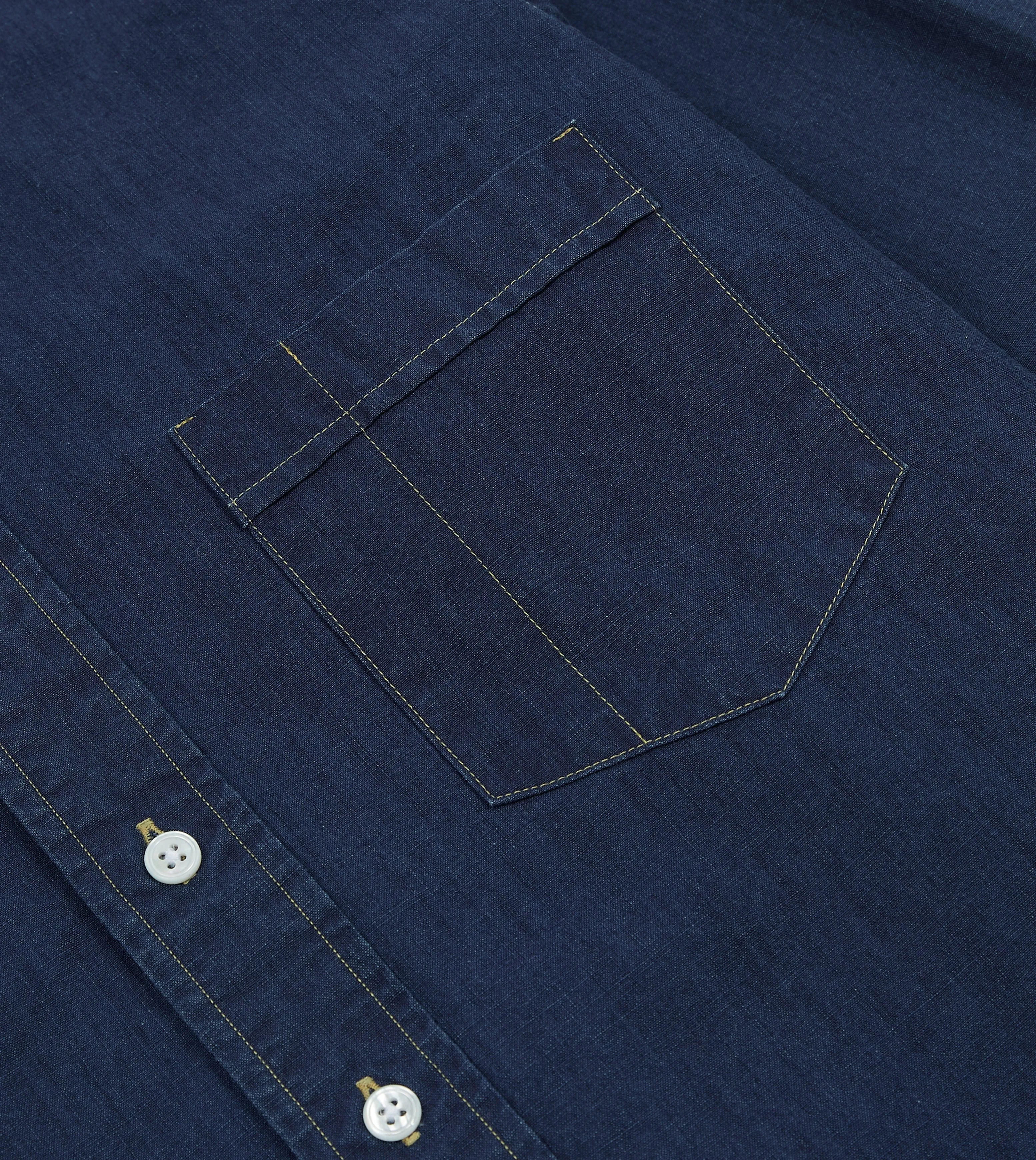 Mid Blue Cotton Chambray Button-Down Shirt