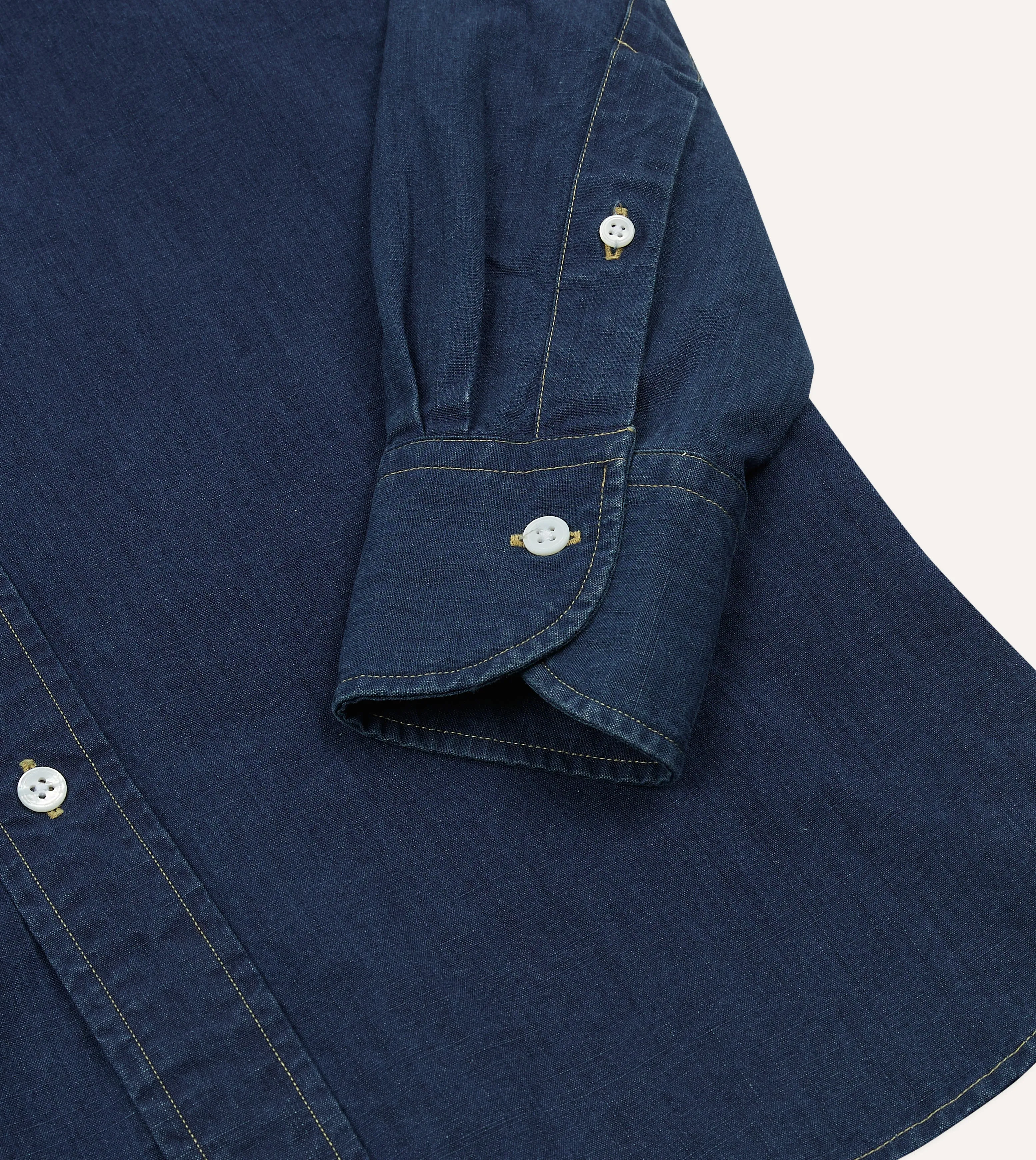 Mid Blue Cotton Chambray Button-Down Shirt