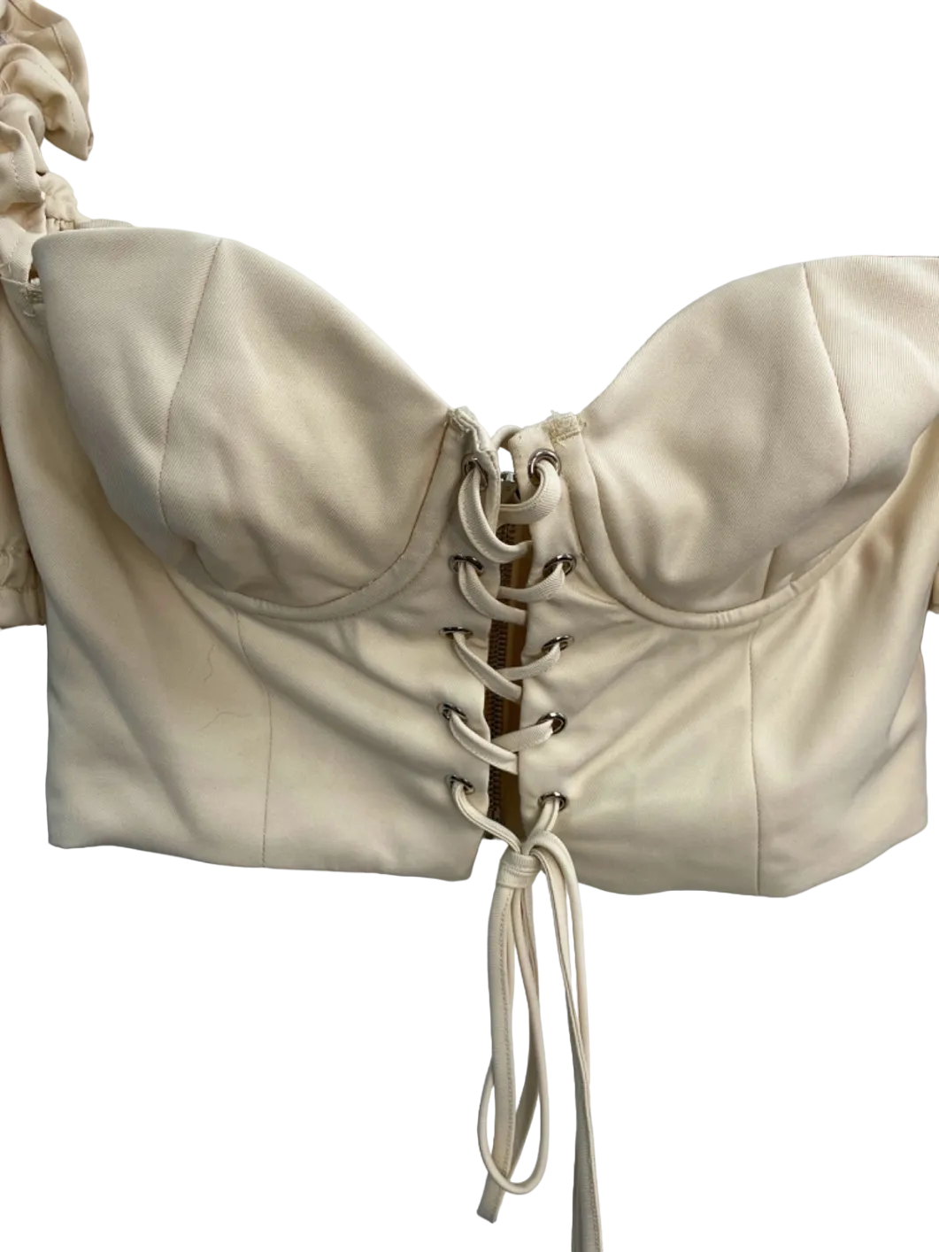 Mistress Rocks Beige Lace-Up Corset Top UK 6