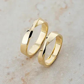 Mobius Strip Style Unique Couple Wedding Ring Set - WM33